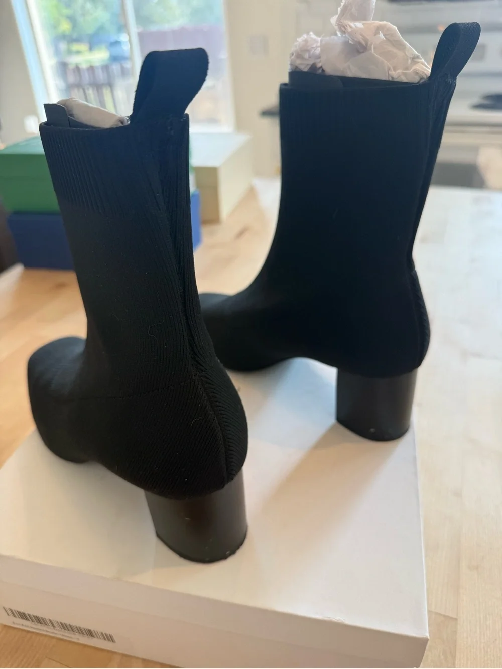Quince Black Eco Knit Block-Heel Ankle Bootie